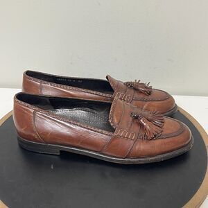 Bragano by Cole‎ Haan Tassel Loafers Men 10 M Brown Leather Slip-On Dress Shoes